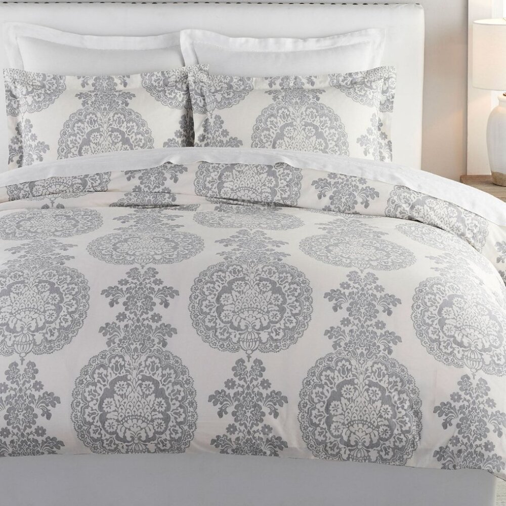 2x New Pottery Barn "Lucianna Medallion" STANDARD Sham Gray Organic Cotton - Picture 4 of 4